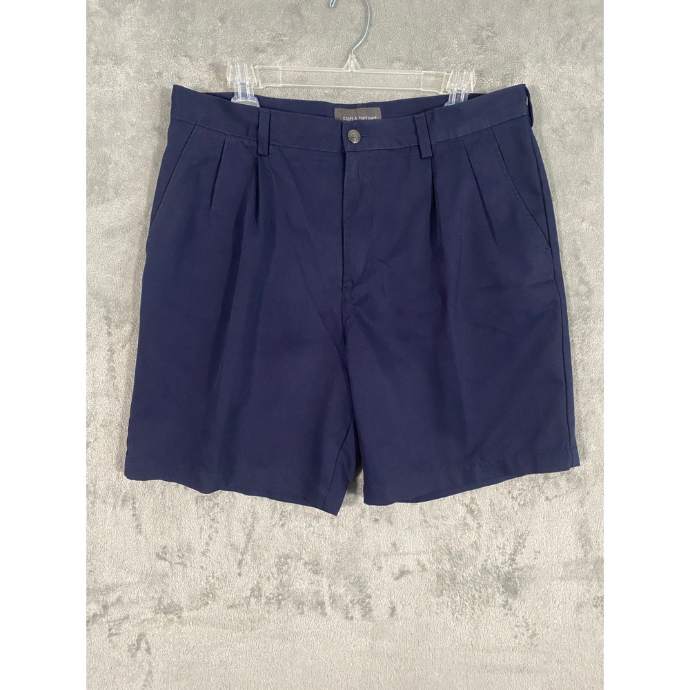 Croft & Barrow Shorts Lot/2 Sz 34 Taupe Navy Chino Pleated Cotton Poly Preppy - Picture 4 of 11
